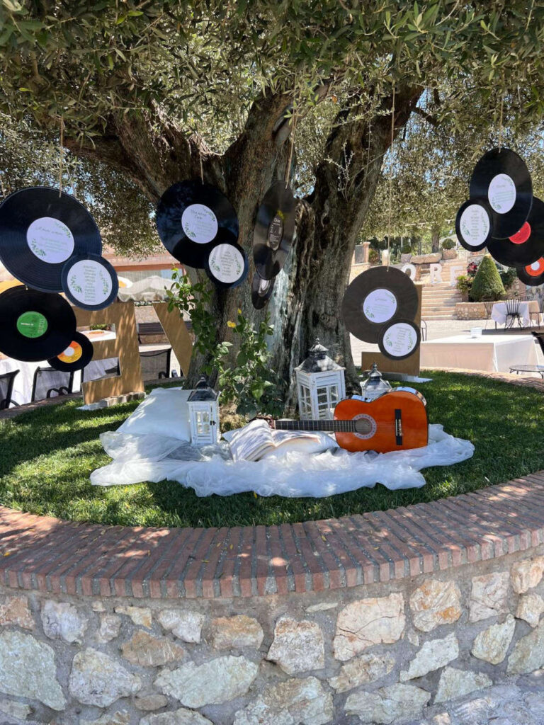 tableau allestimento esterno dischi tema musica